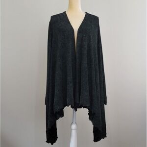 NWT Vintage AMANDA Paris London NY Black Sparkle Slinky Open Kimono Top Size XL